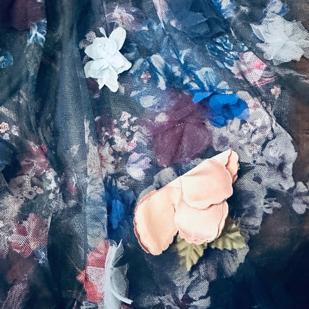 Marchesa Notte Short to Long 3D Floral Shirred Dress - Picture 5 of 7